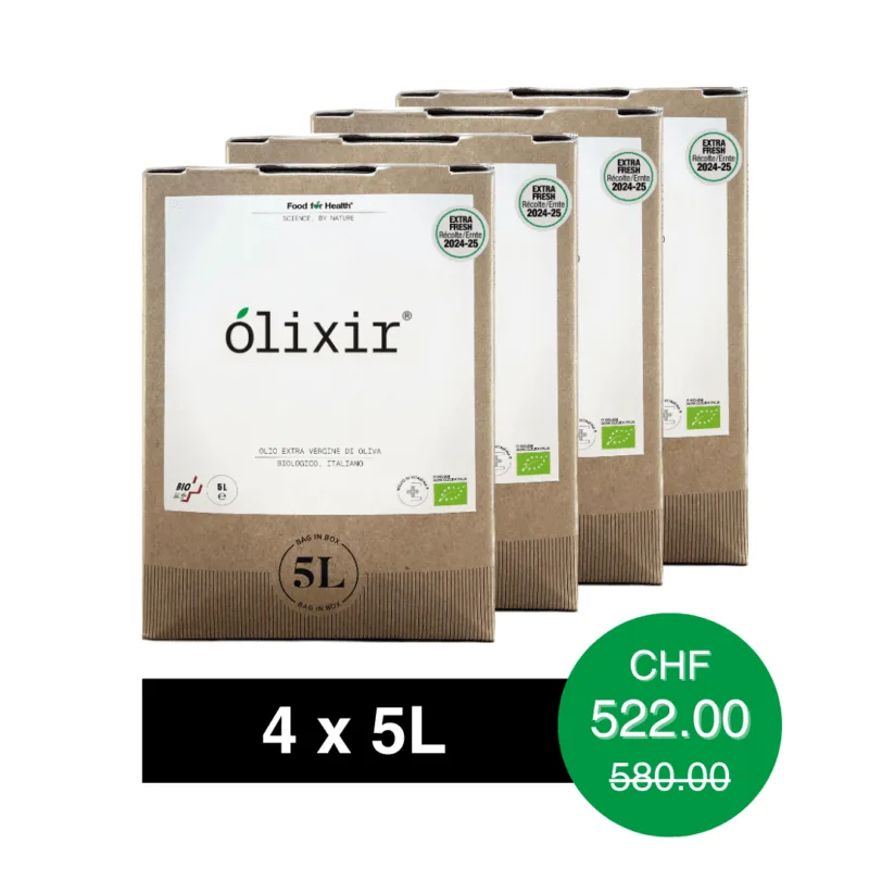 *carton* de 4x olixir® récolte 2023 | huile d'olive vierge extra bio 5l | home system