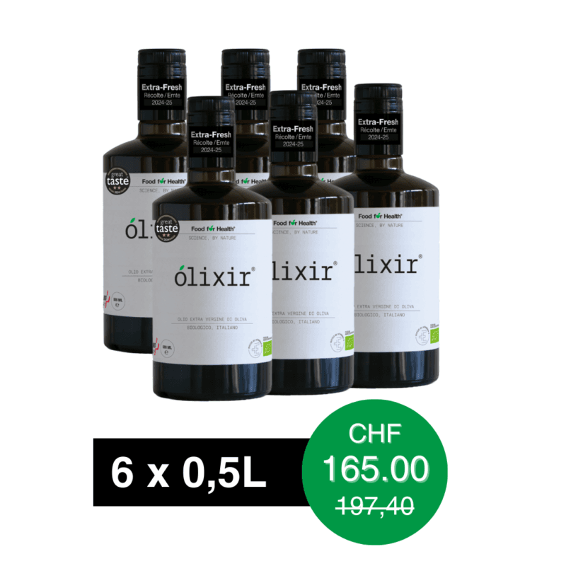 *case* of 6x0.5l olixir® harvest 2024 | organic evo | glass bottle 0.5l